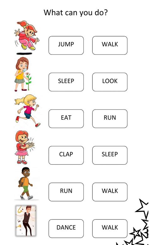 Actions For Kid Worksheet