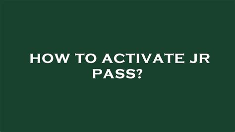 Activate JR Pass