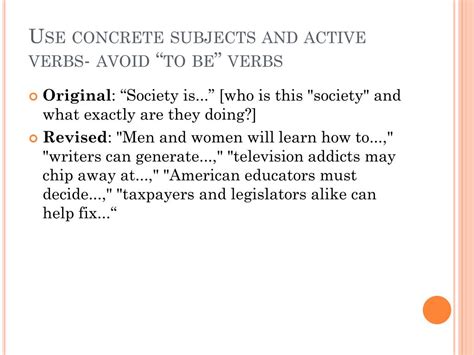 active and concrete verbs