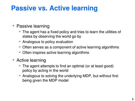 active and passive reinforcement learning example