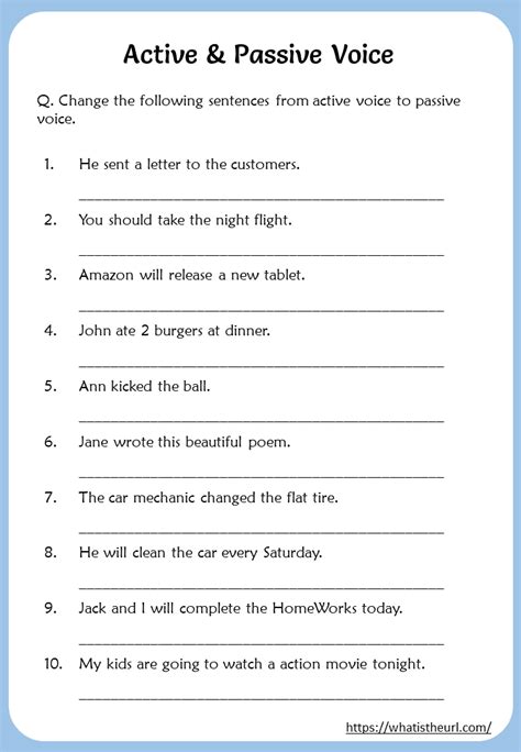 active and passive voice exercises with answers pdf class 8