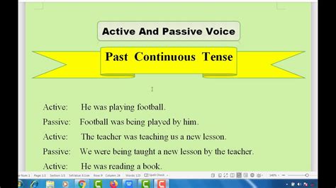 active and passive voice past continuous tense examples with answers
