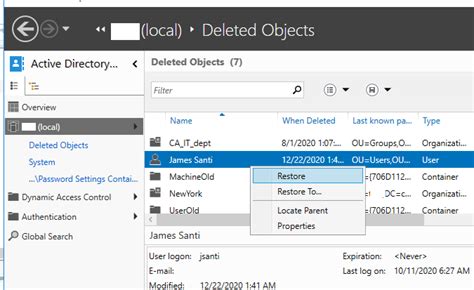 active directory recover deleted computer