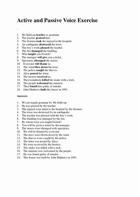 active passive voice exercises with answers pdf class 12