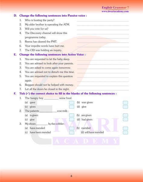 active passive voice exercises with answers pdf class 7 term