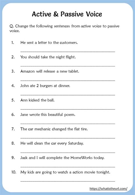 active passive voice worksheet class 5