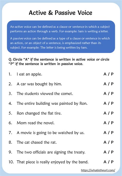 active passive voice worksheet for grade 5