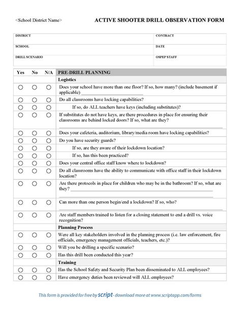 active shooter drill form template