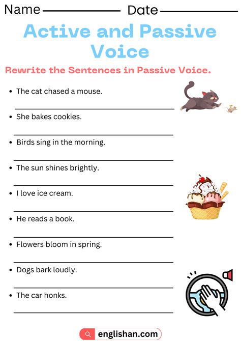 active voice examples with answers for class 7