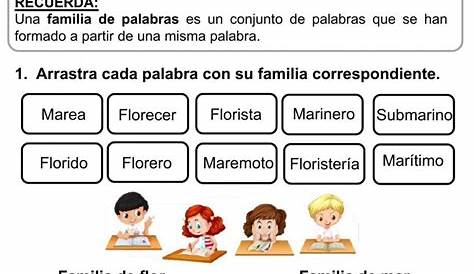 Ficha Familia de Palabras Ejemplos Para Cuarto de Primaria