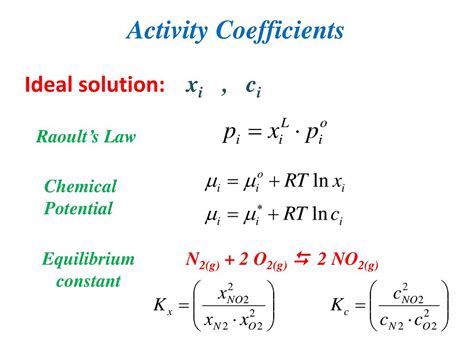 activity coefficient formula