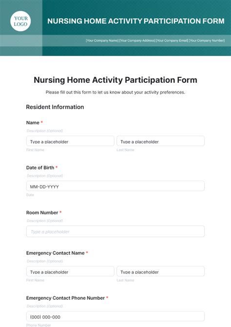 Activity Forms For Nursing Homes