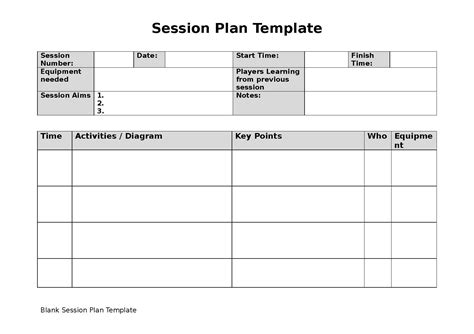 activity session plan template