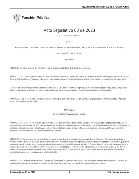 acto legislativo 03 de 2023