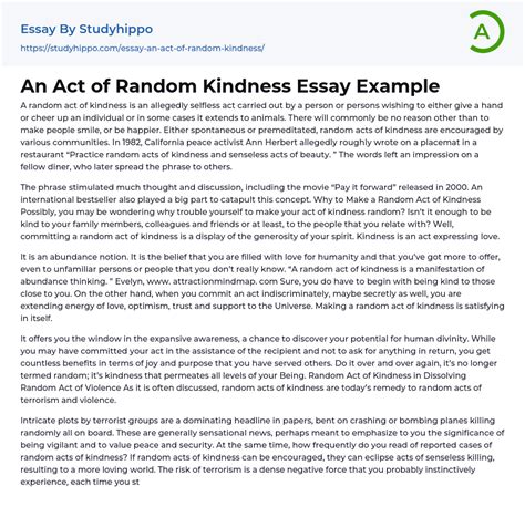 acts of kindness essay examples