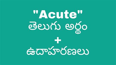 acute meaning in telugu examples