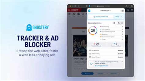 Ad blocker and tracker blocking browser extensions for privacy