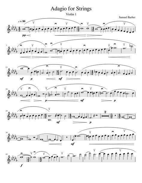 adagio for strings violin sheet music