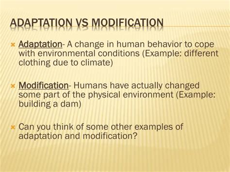 adapt vs modify to the environment examples