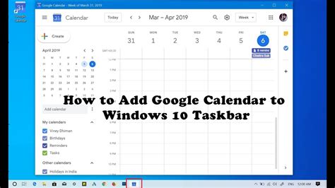 Add Google Calendar To Windows 10 Taskbar