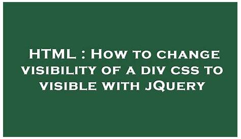 Add Style Visibility In Jquery JQuery Basics 5 ing And Removing s