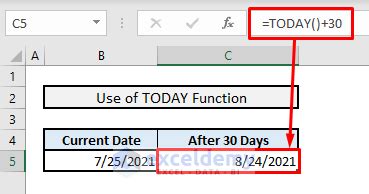 add 30 days to current date in excel