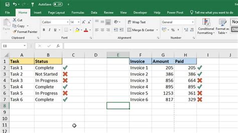 Add Tick in Excel