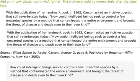 add an in text citation using mla format ixl