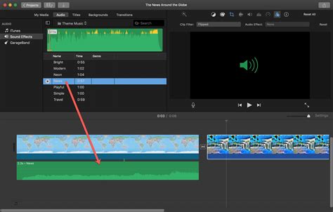 Add audio to timeline in iMovie