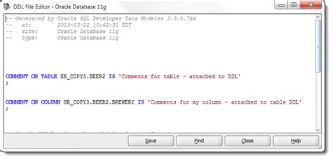 add comments in sql developer