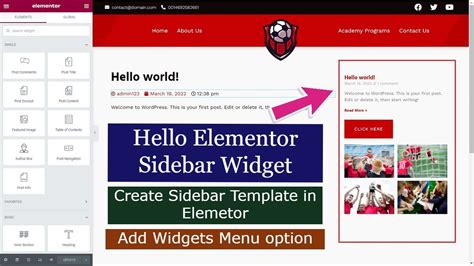 Add Elementor Widget To Sidebar