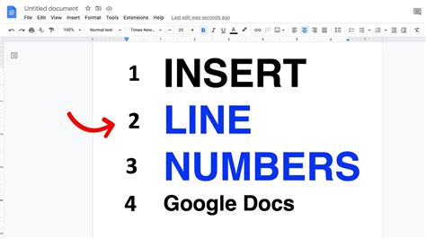 add line numbers in google docs