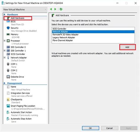 Add New Network Adapter Hyper-V