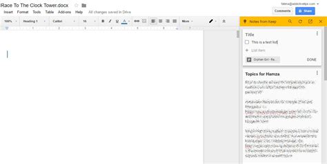 add note in google docs