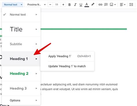 add numbers to headings google docs