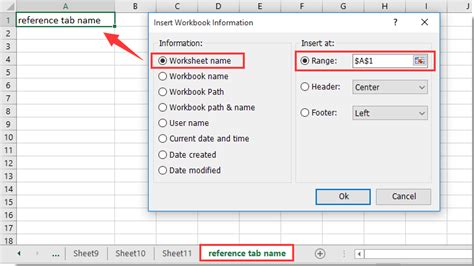 Add Tab Name To Excel Cell
