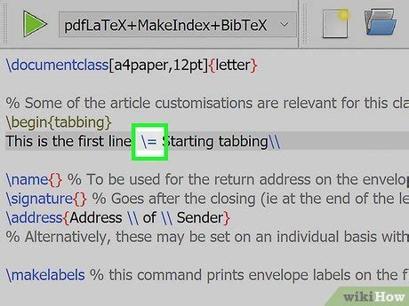 Add Tab Stop Latex