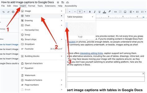 add table caption in google docs