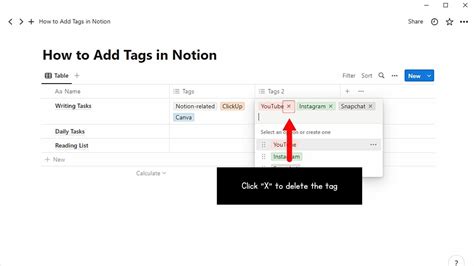 add tags in notion