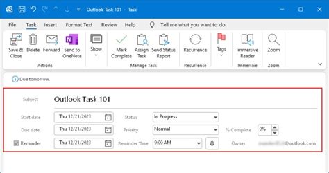 Add Task Tab To Outlook