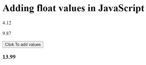 Add Two Float Value In Javascript