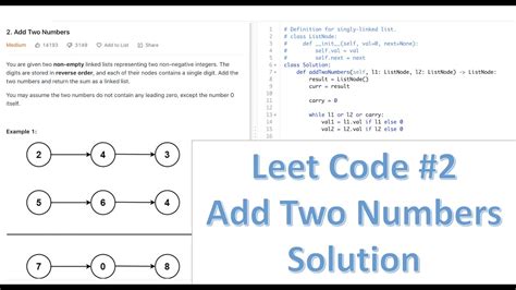 add two numbers 2 leetcode solution