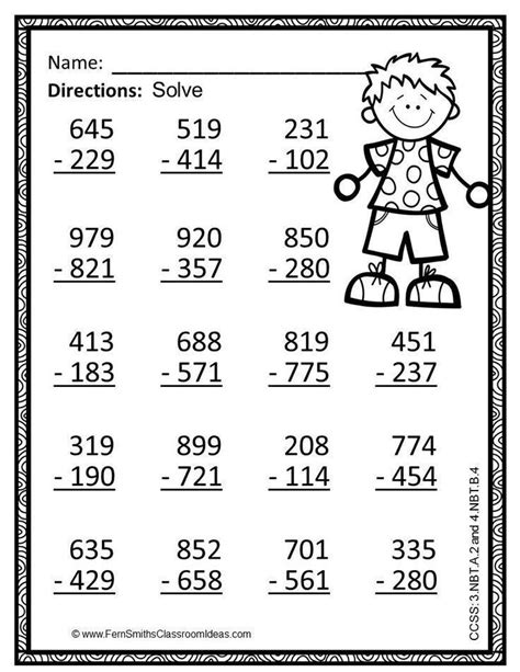 Addition And Subtraction Grade 3 Worksheets Third Grade Subtraction