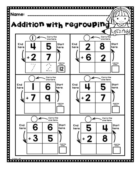 adding and regrouping worksheets printable template
