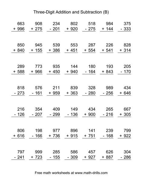Adding And Subtracting 3 Digit Numbers