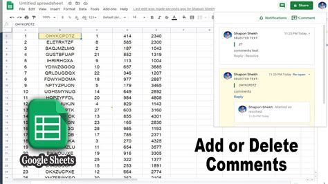 adding comments to google sheets