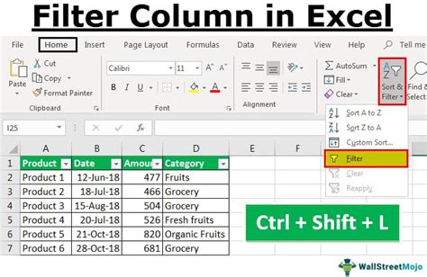 Add Filter in Excel