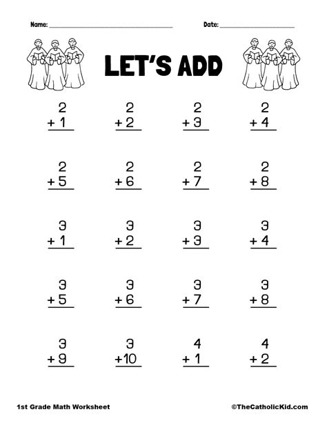 adding for 1st graders printable template