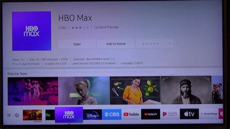 adding hbo max app to samsung tv