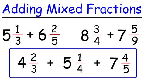 adding mixed number fractions with common denominators